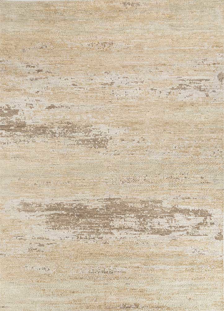 entropy gold wool hand knotted Rug - HeadShot