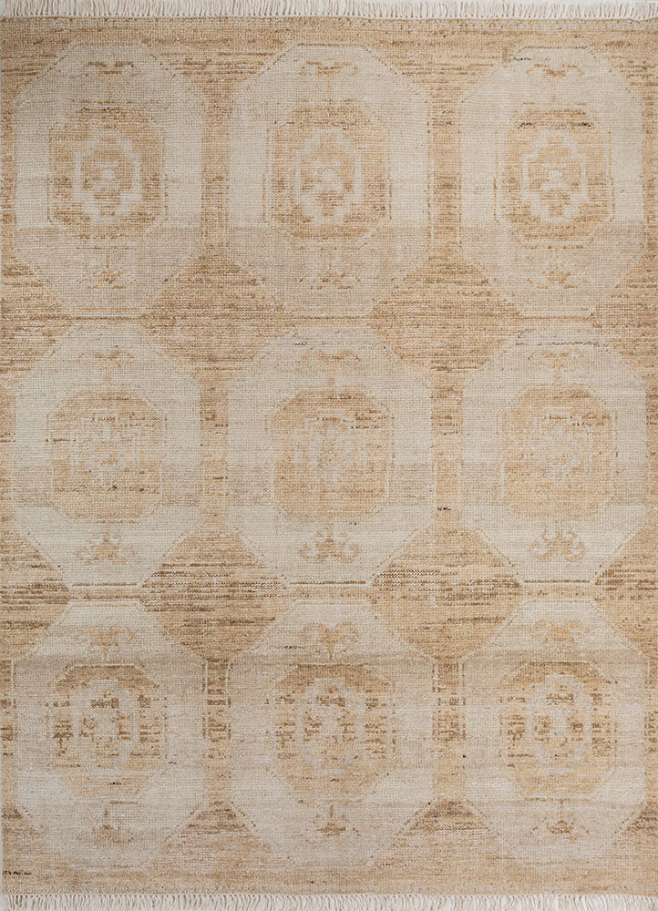 thyme beige and brown wool hand knotted Rug - HeadShot thyme beige and brown wool hand knotted Rug - HeadShot