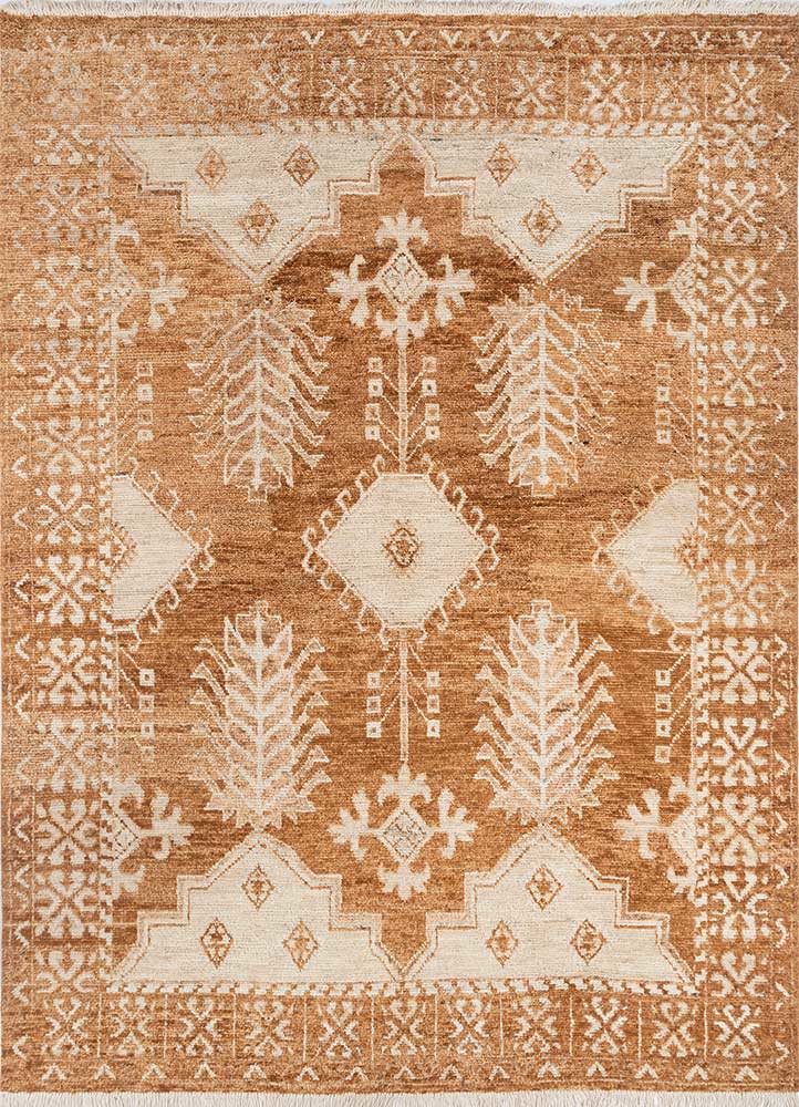 erbe beige and brown wool hand knotted Rug - HeadShot erbe beige and brown wool hand knotted Rug - HeadShot