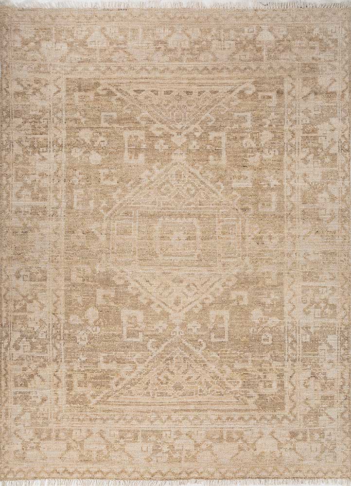 erbe beige and brown wool hand knotted Rug - HeadShot erbe beige and brown wool hand knotted Rug - HeadShot