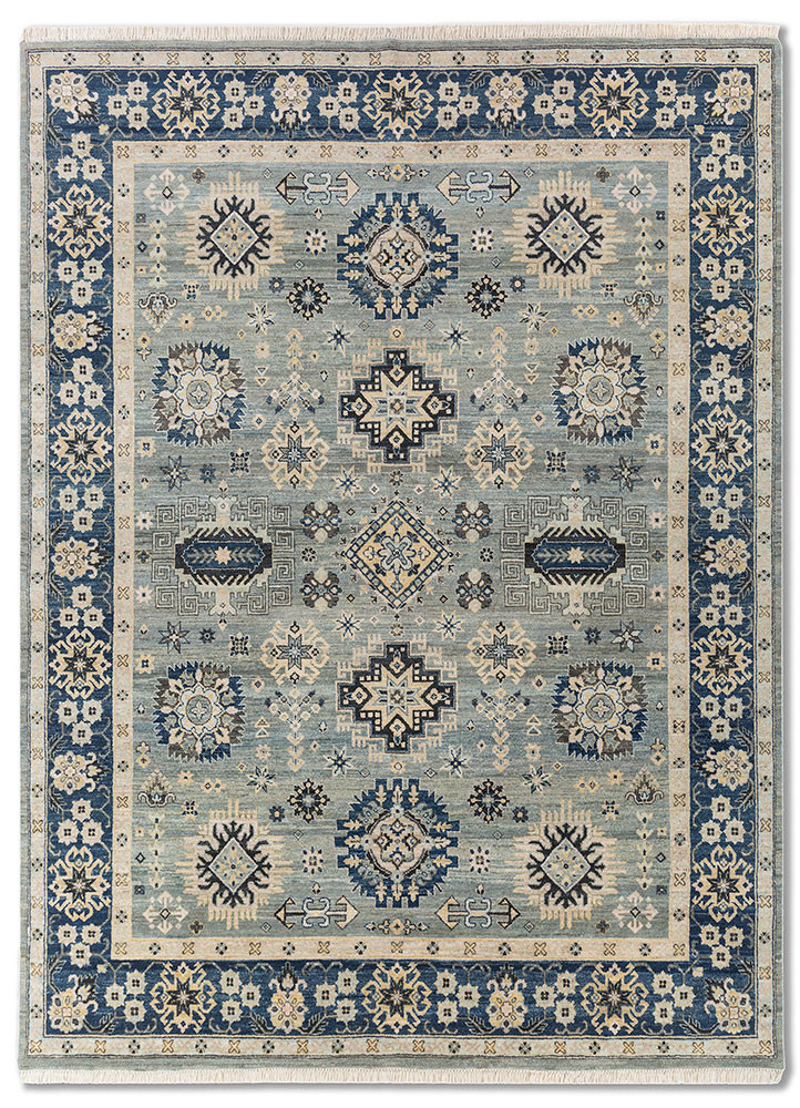 erbe blue wool hand knotted Rug - HeadShot erbe blue wool hand knotted Rug - HeadShot