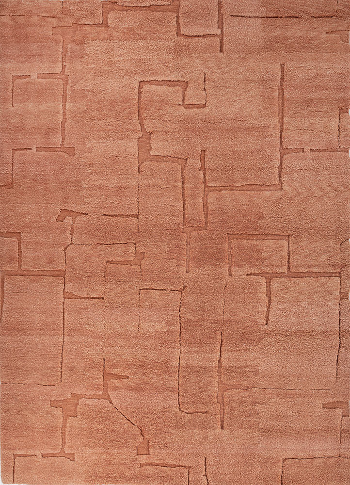  red and orange wool hand knotted Rug