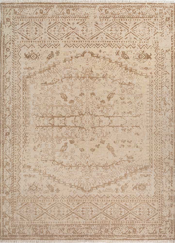 erbe beige and brown wool hand knotted Rug - HeadShot erbe beige and brown wool hand knotted Rug - HeadShot