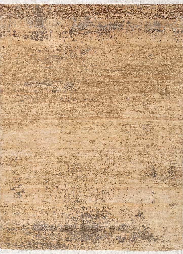 entropy beige and brown wool hand knotted Rug - HeadShot