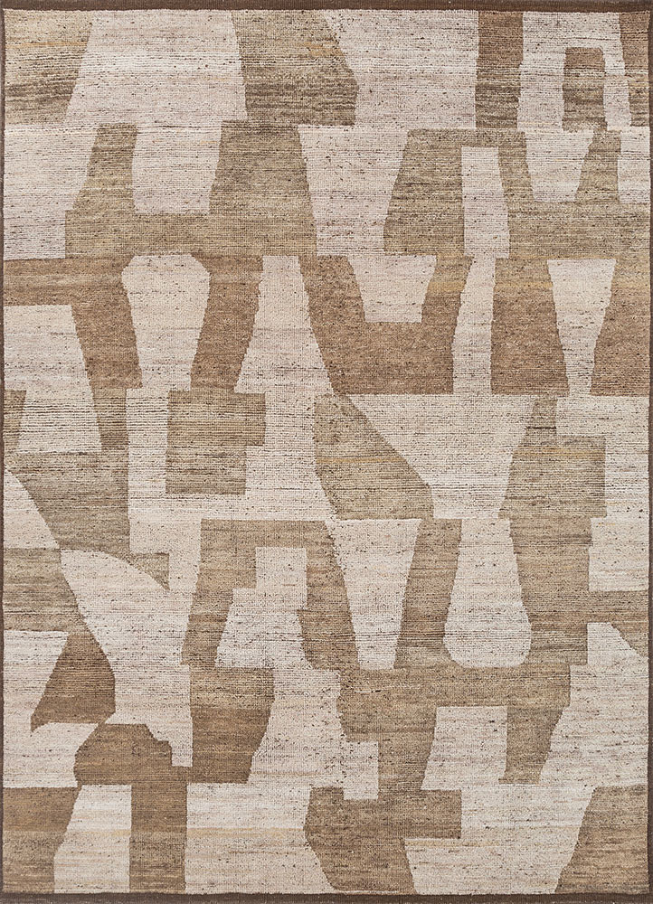 entropy beige and brown wool hand knotted Rug - HeadShot entropy beige and brown wool hand knotted Rug - HeadShot