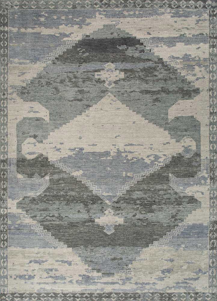  blue wool hand knotted Rug
