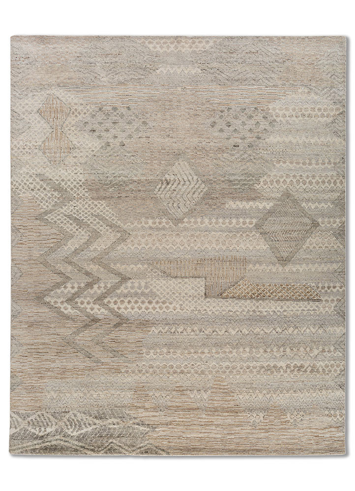 erbe beige and brown wool hand knotted Rug - HeadShot erbe beige and brown wool hand knotted Rug - HeadShot