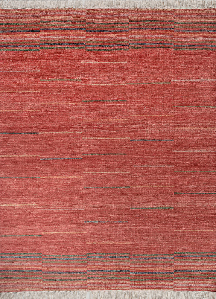 blythe red and orange wool hand knotted Rug - HeadShot