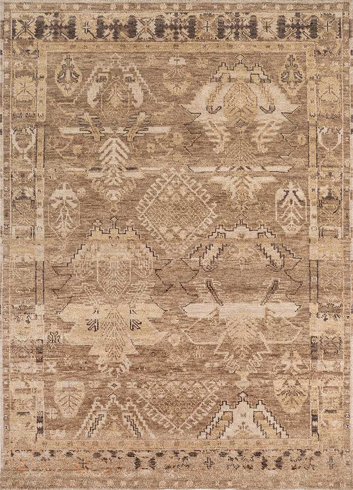 viscaya beige and brown wool hand knotted Rug - HeadShot