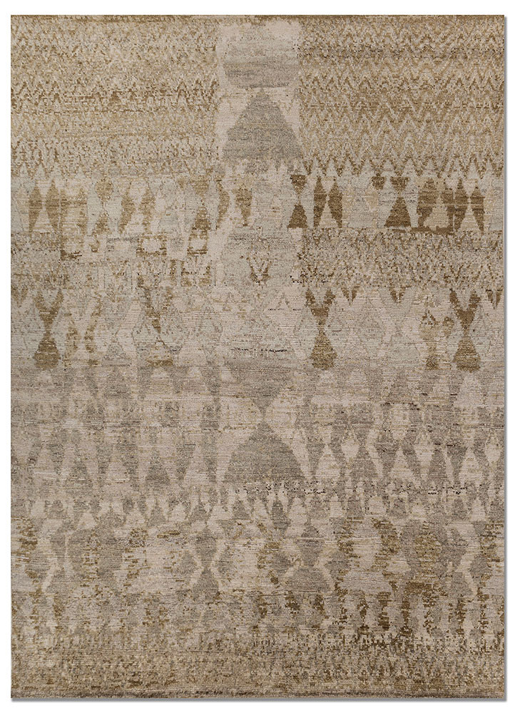 thyme beige and brown wool hand knotted Rug - HeadShot thyme beige and brown wool hand knotted Rug - HeadShot