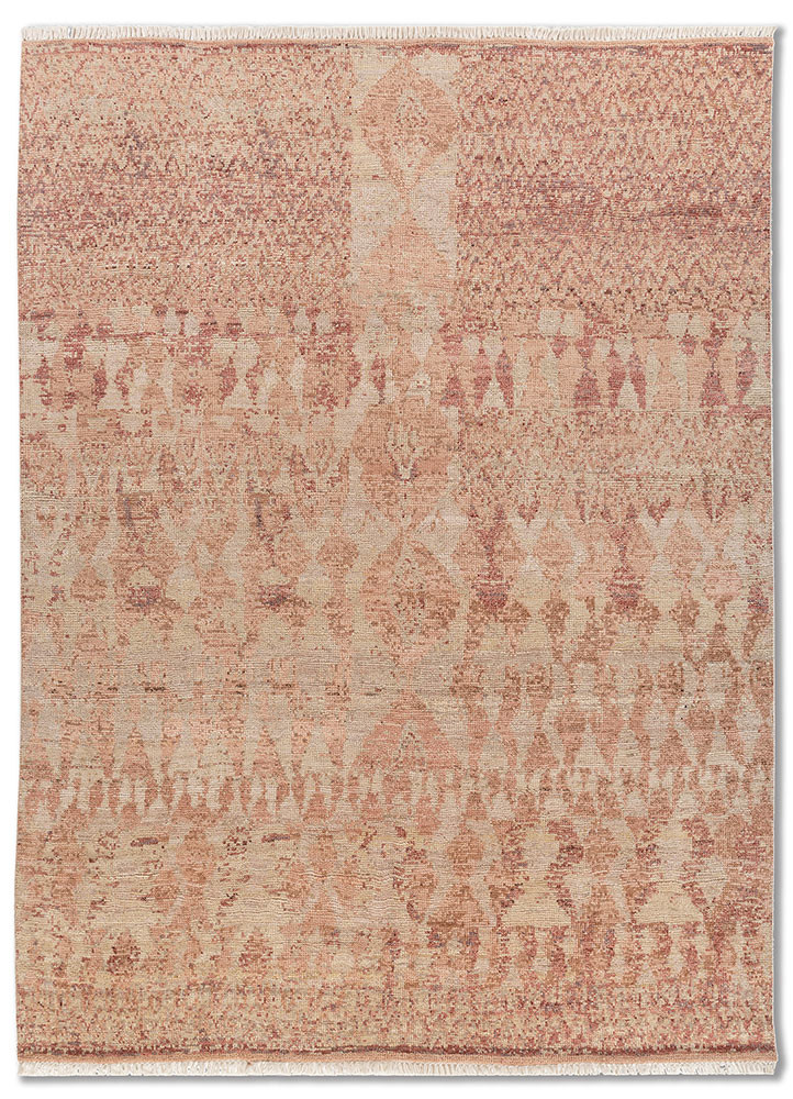 thyme red and orange wool hand knotted Rug - HeadShot