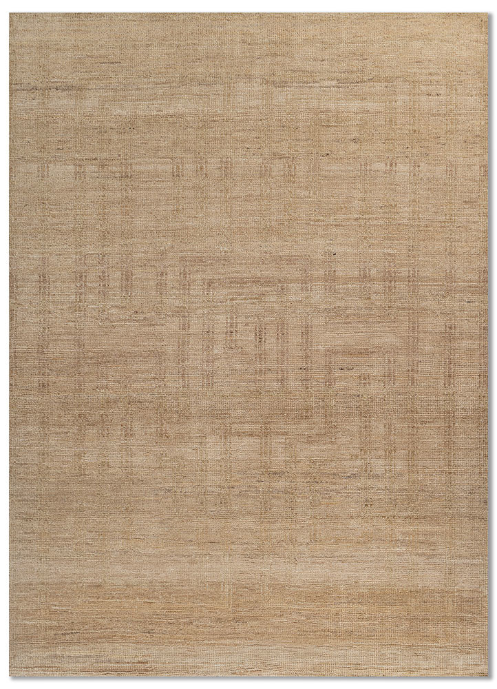  beige and brown wool hand knotted Rug