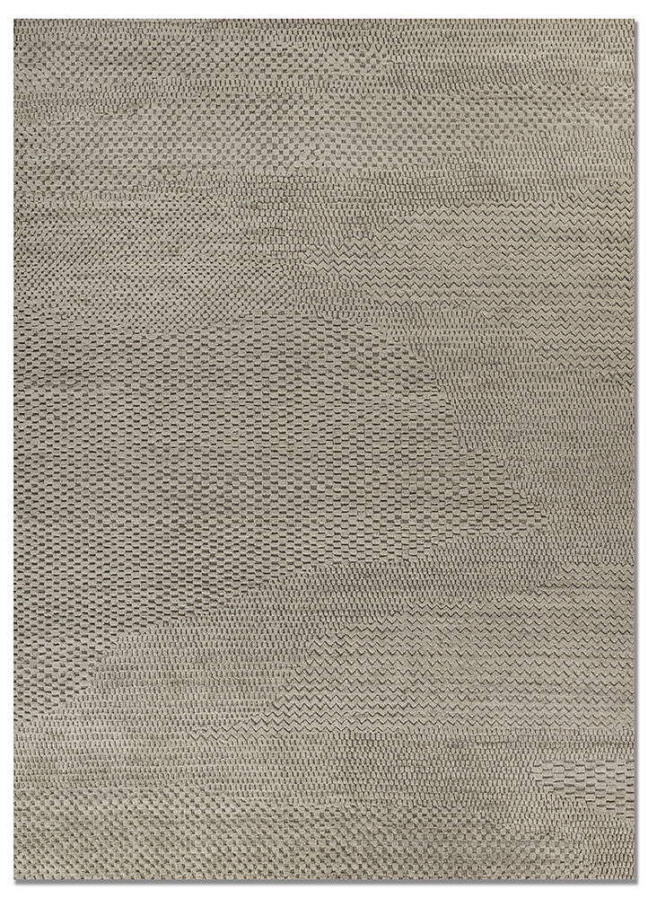 entropy green wool hand knotted Rug - HeadShot