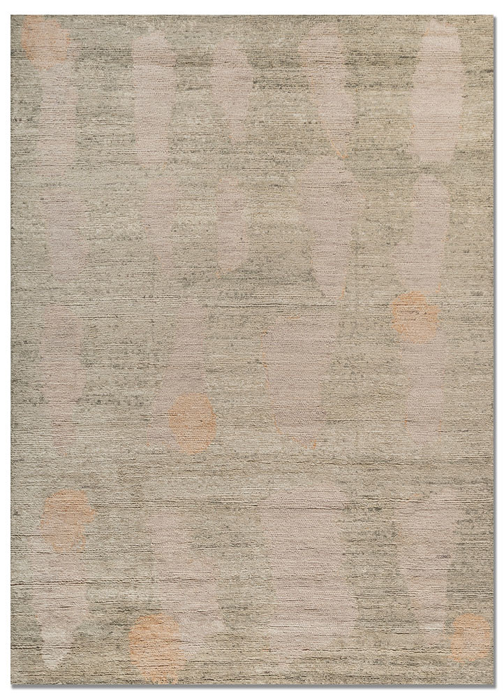 entropy green wool hand knotted Rug - HeadShot