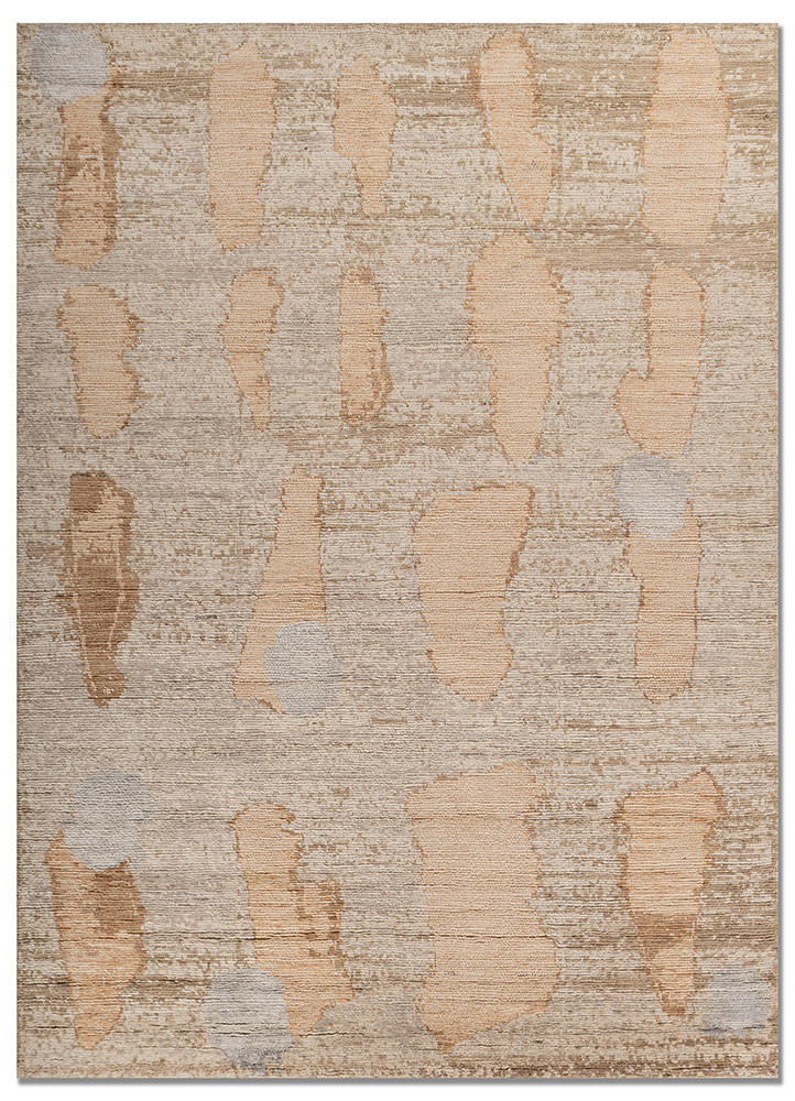  beige and brown wool hand knotted Rug