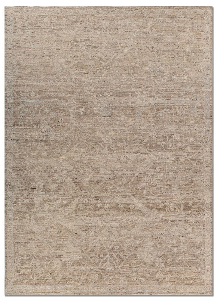 aprezo beige and brown wool hand knotted Rug - HeadShot aprezo beige and brown wool hand knotted Rug - HeadShot