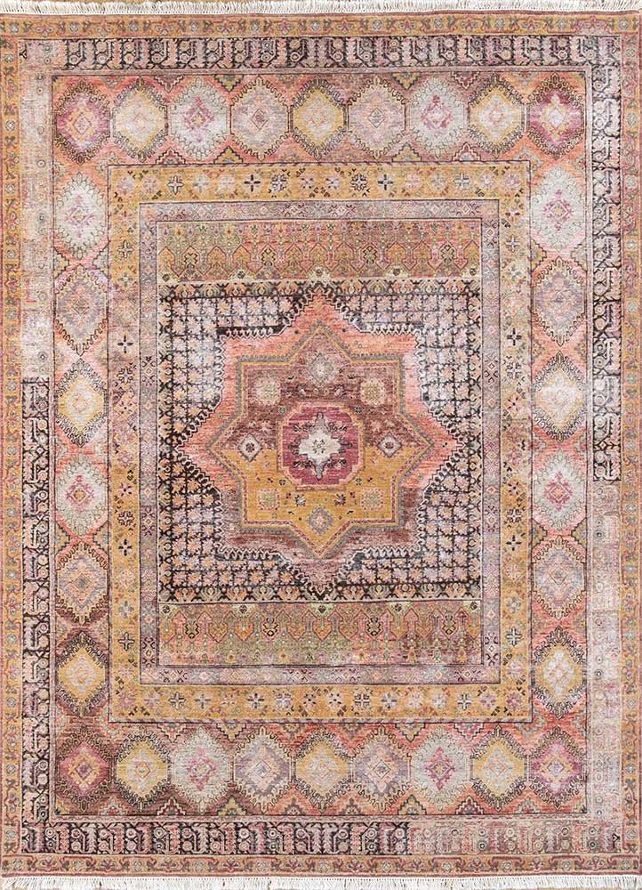erbe red and orange afghan wool hand knotted Rug - HeadShot