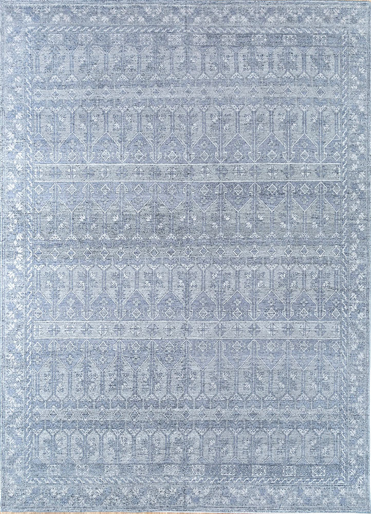 erbe blue wool hand knotted Rug - HeadShot