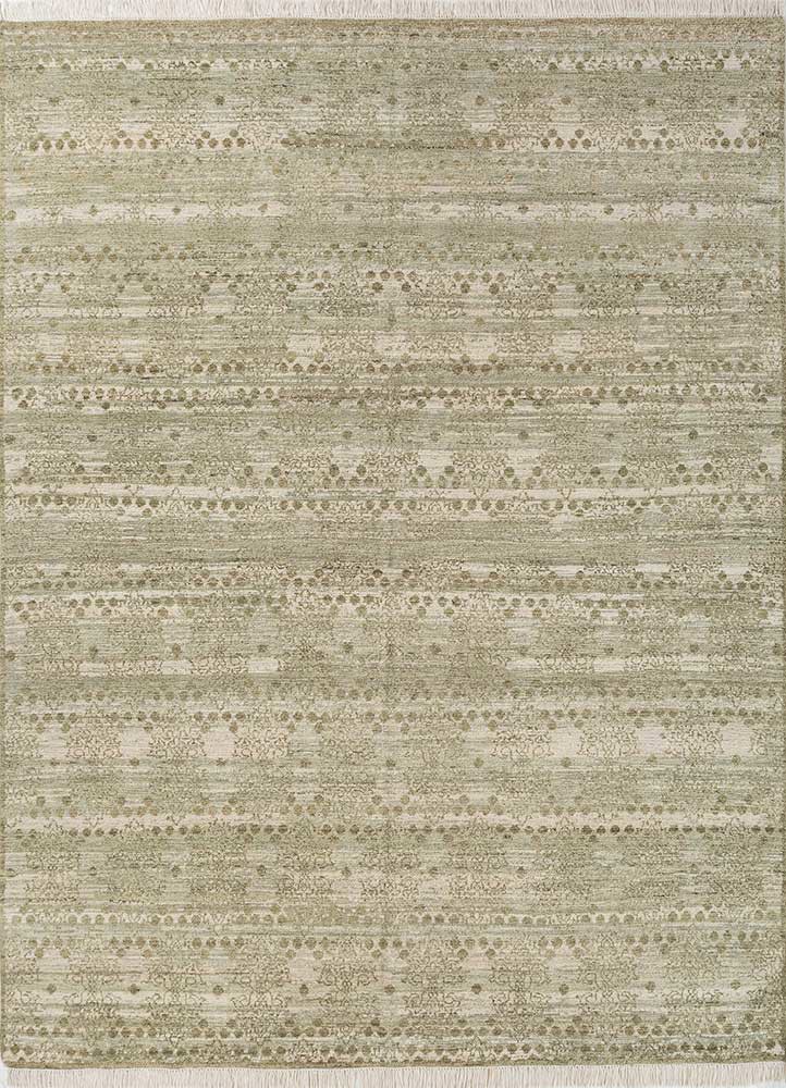 viscaya green wool hand knotted Rug - HeadShot