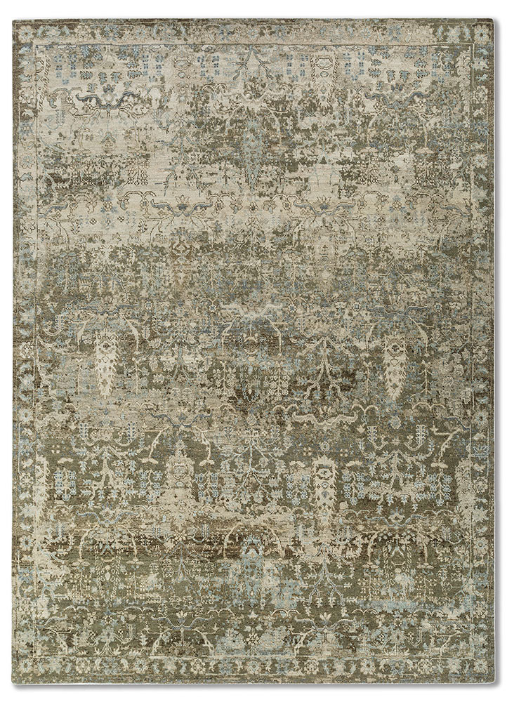 erbe green wool hand knotted Rug - HeadShot erbe green wool hand knotted Rug - HeadShot