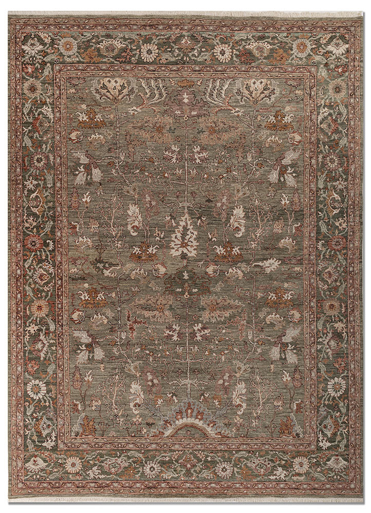 erbe green wool hand knotted Rug - HeadShot