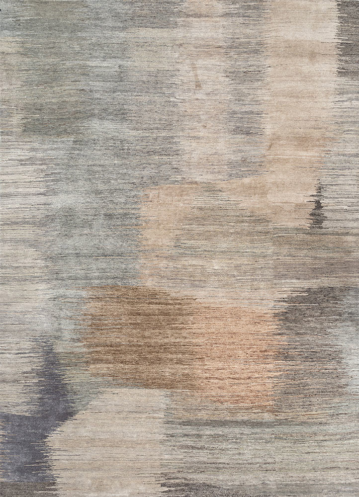 hidden by kavi grey and black afghan wool and silk hand knotted Rug - HeadShot hidden by kavi grey and black afghan wool and silk hand knotted Rug - HeadShot