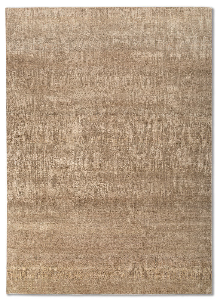 gold gold wool and silk hand knotted Rug
