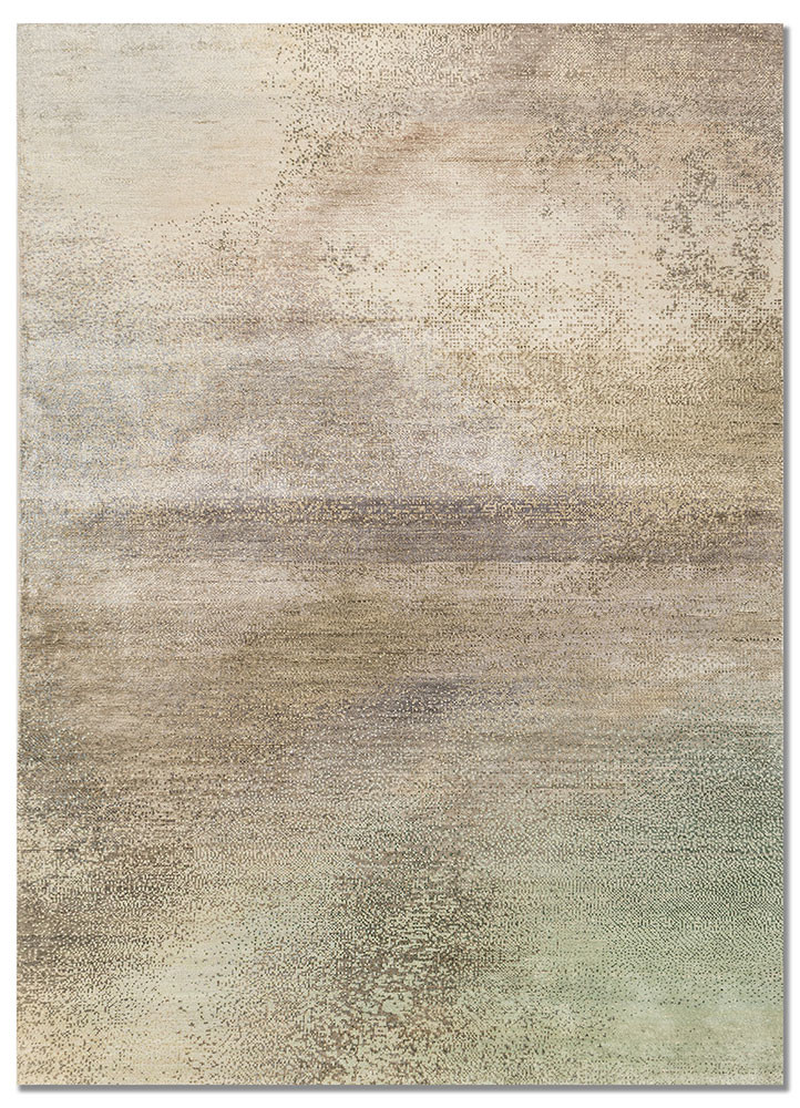  blue wool and silk hand knotted Rug