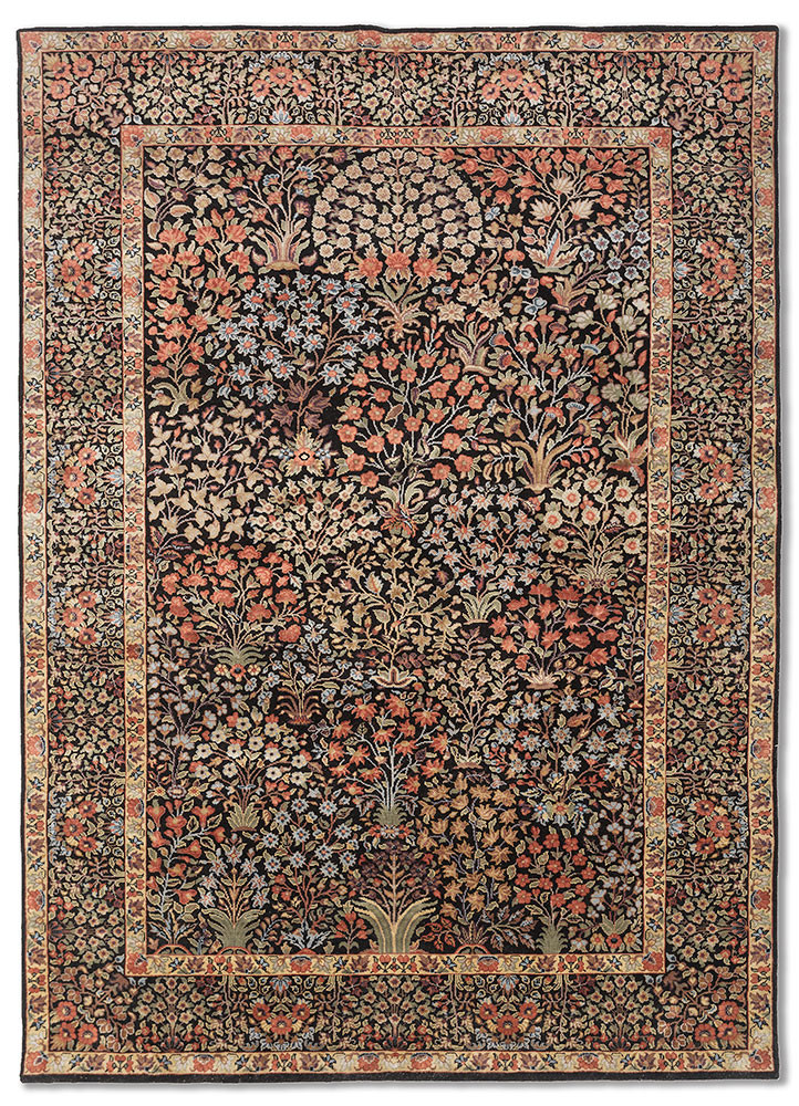 aurora grey and black wool and silk hand knotted Rug - HeadShot aurora grey and black wool and silk hand knotted Rug - HeadShot