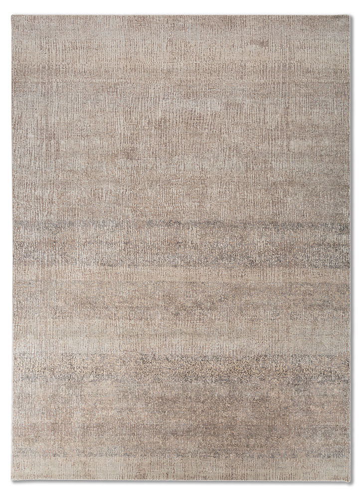 entropy ivory wool and silk hand knotted Rug - HeadShot