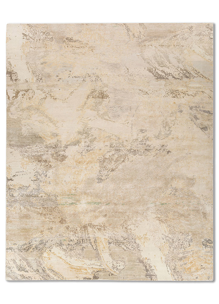 entropy ivory wool and silk hand knotted Rug - HeadShot entropy ivory wool and silk hand knotted Rug - HeadShot