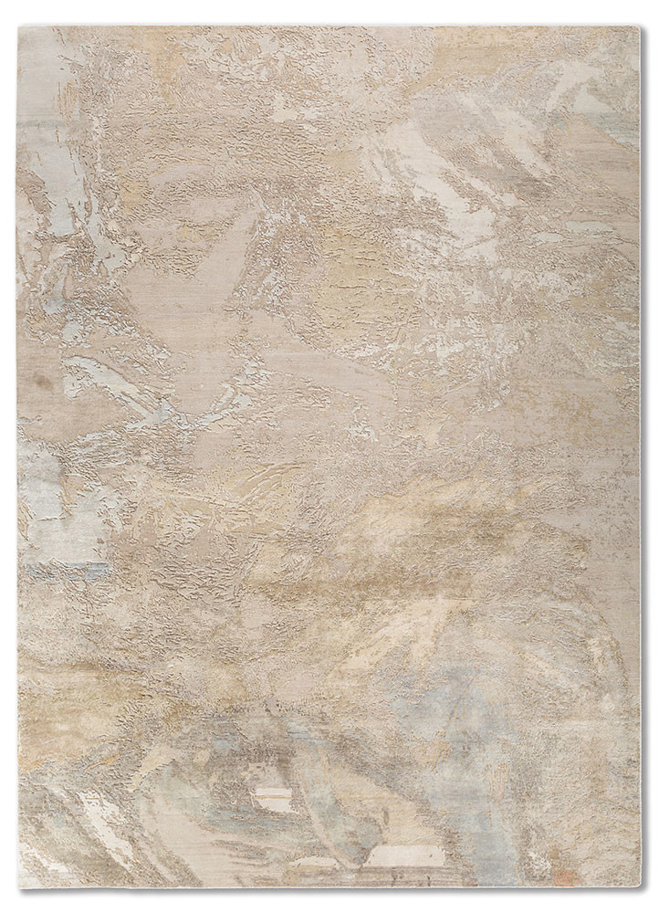 entropy ivory wool and silk hand knotted Rug - HeadShot entropy ivory wool and silk hand knotted Rug - HeadShot