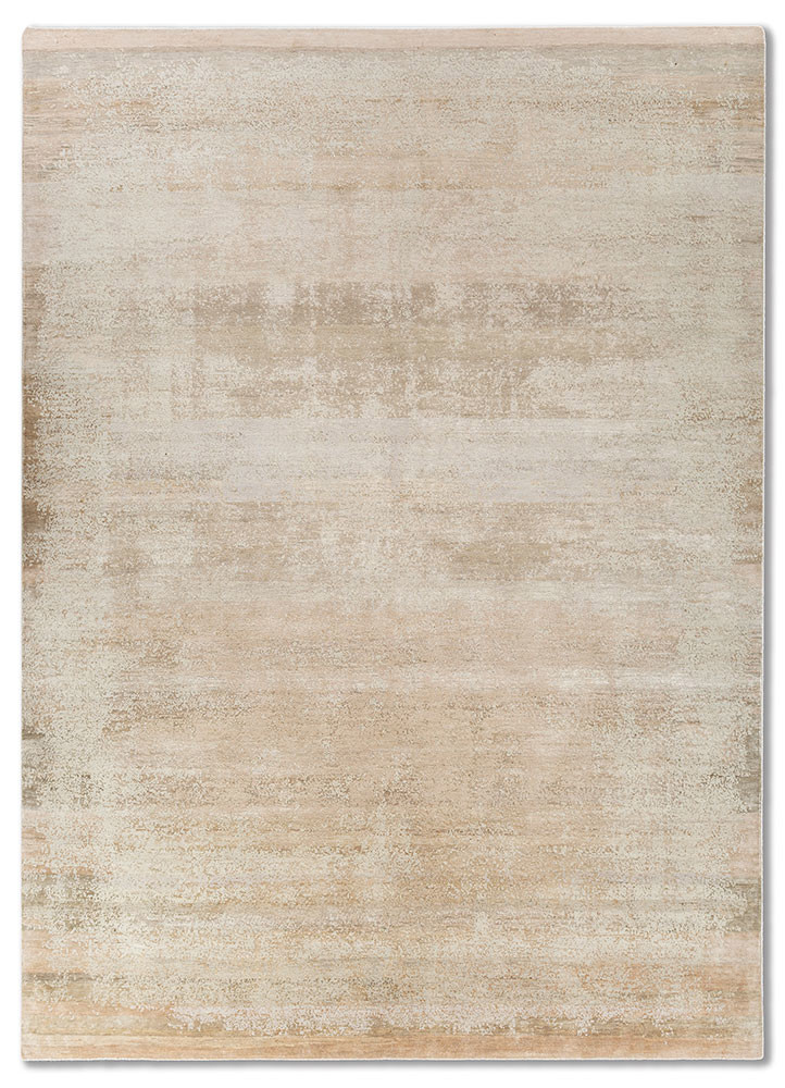 beige and brown beige and brown wool and silk hand knotted Rug