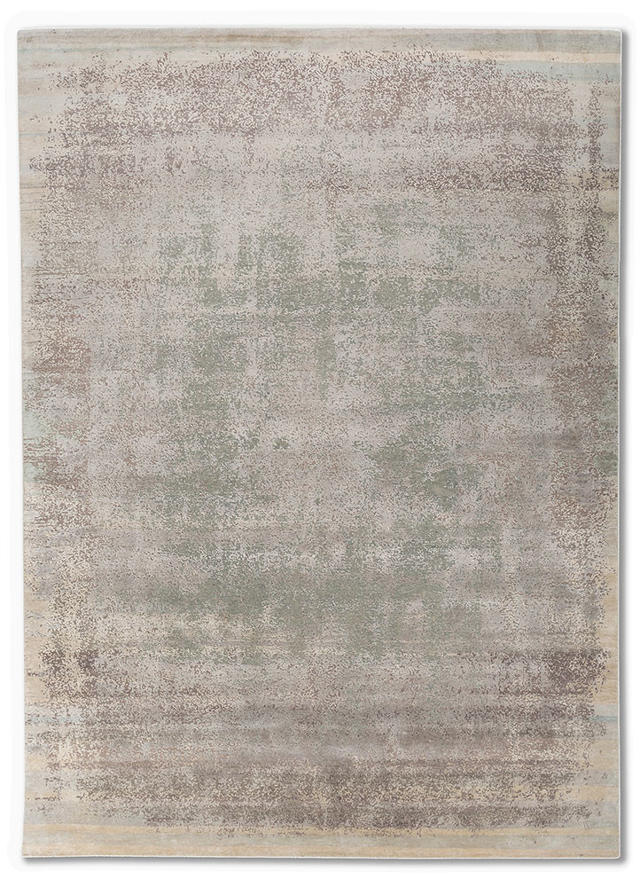 entropy blue wool and silk hand knotted Rug