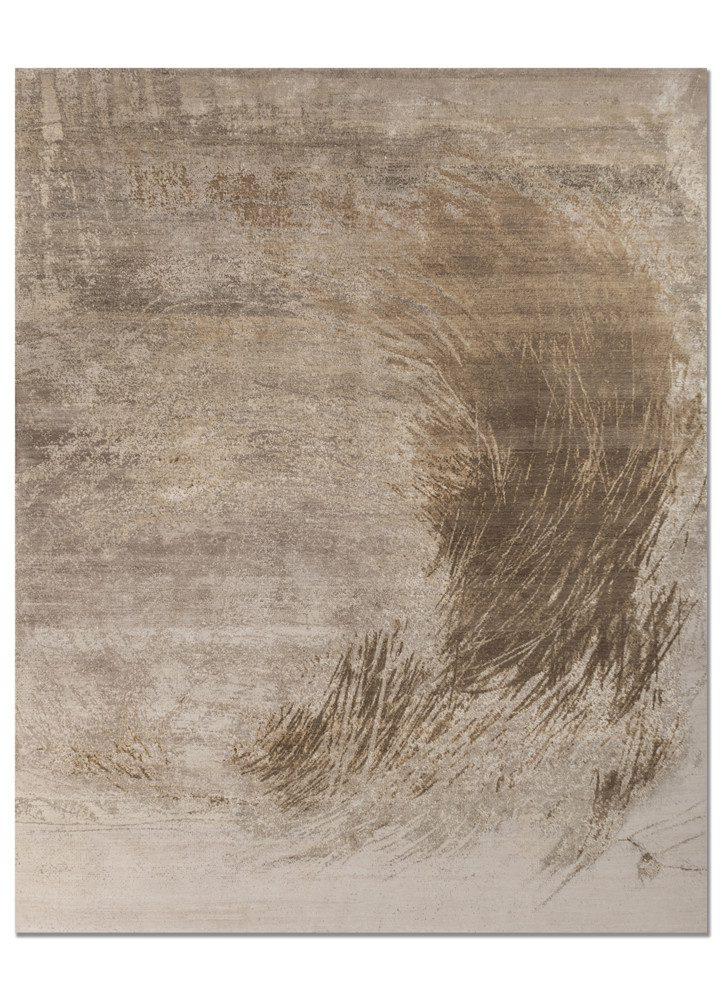 aprezo ivory wool and silk hand knotted Rug - HeadShot aprezo ivory wool and silk hand knotted Rug - HeadShot