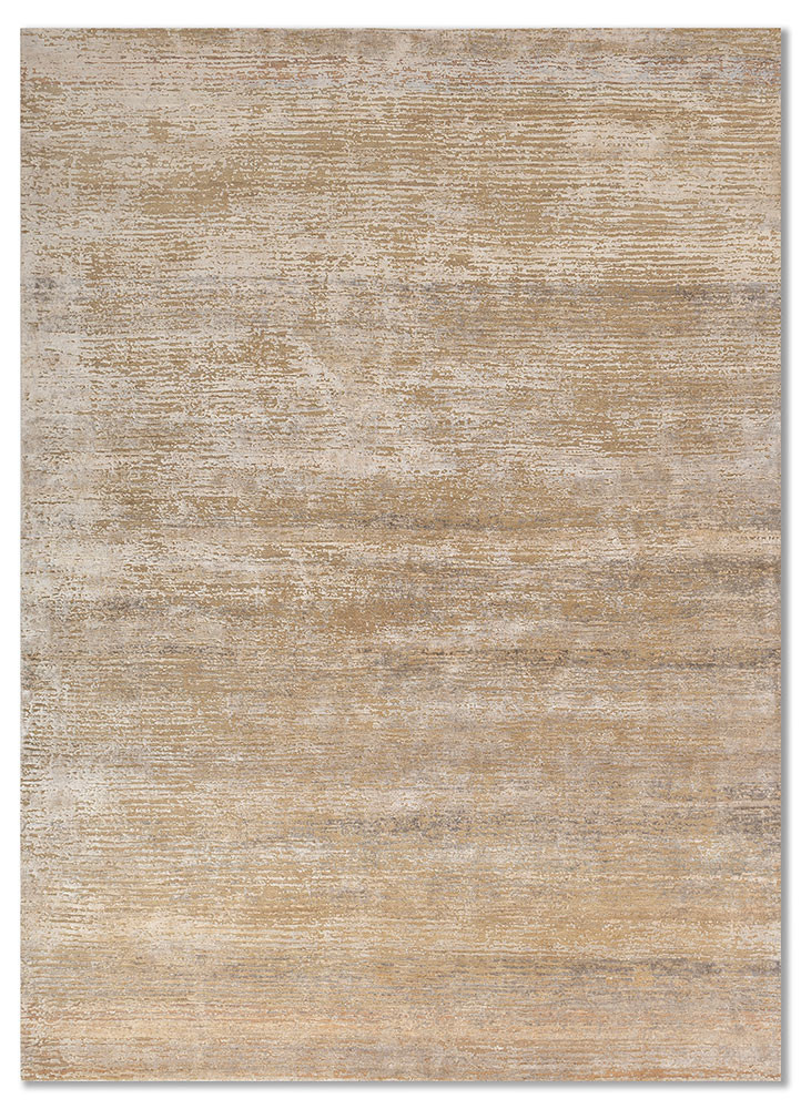  ivory wool and silk hand knotted Rug