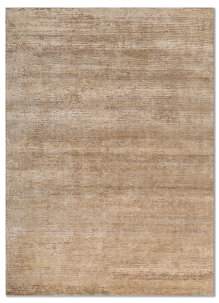 entropy ivory wool and silk hand knotted Rug - HeadShot