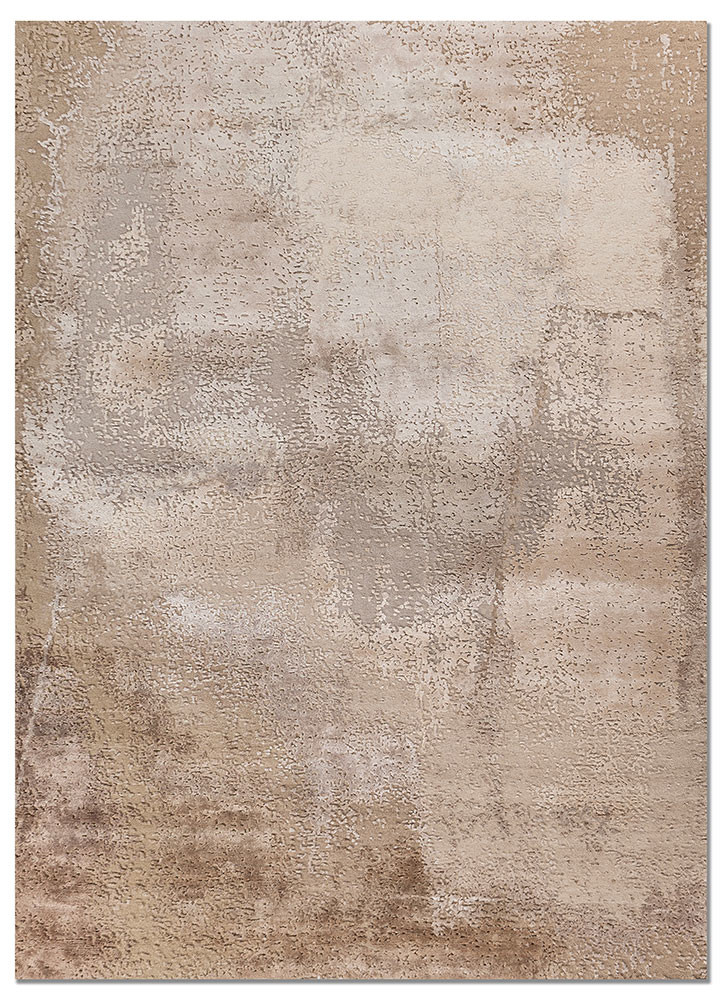 ivory wool and bamboo silk hand knotted Rug