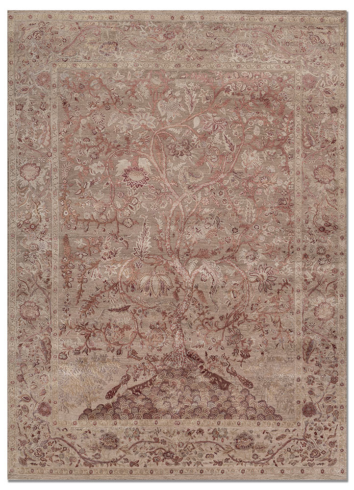 aprezo gold wool and silk hand knotted Rug - HeadShot