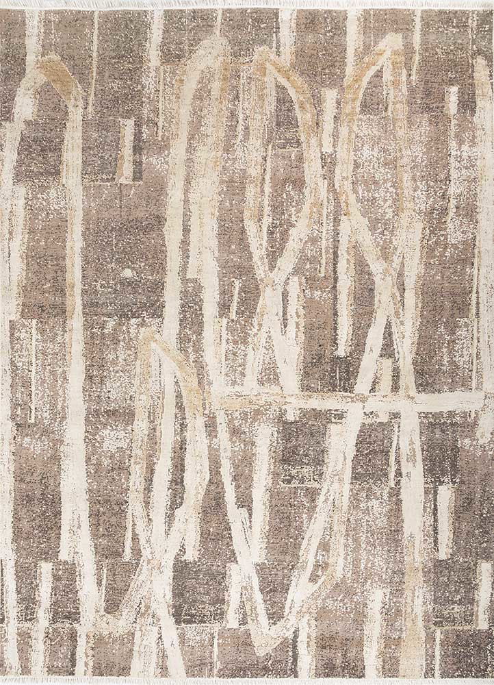 entropy ivory wool and silk hand knotted Rug - HeadShot entropy ivory wool and silk hand knotted Rug - HeadShot