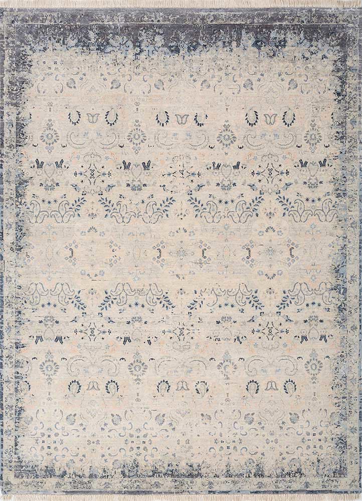 viscaya ivory wool and silk hand knotted Rug - HeadShot