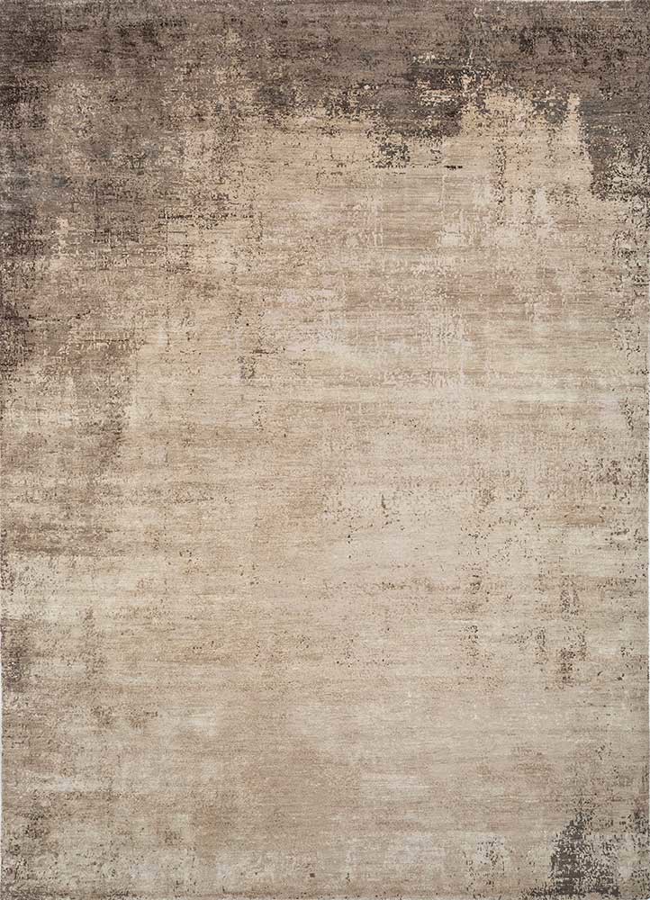  ivory wool and silk hand knotted Rug