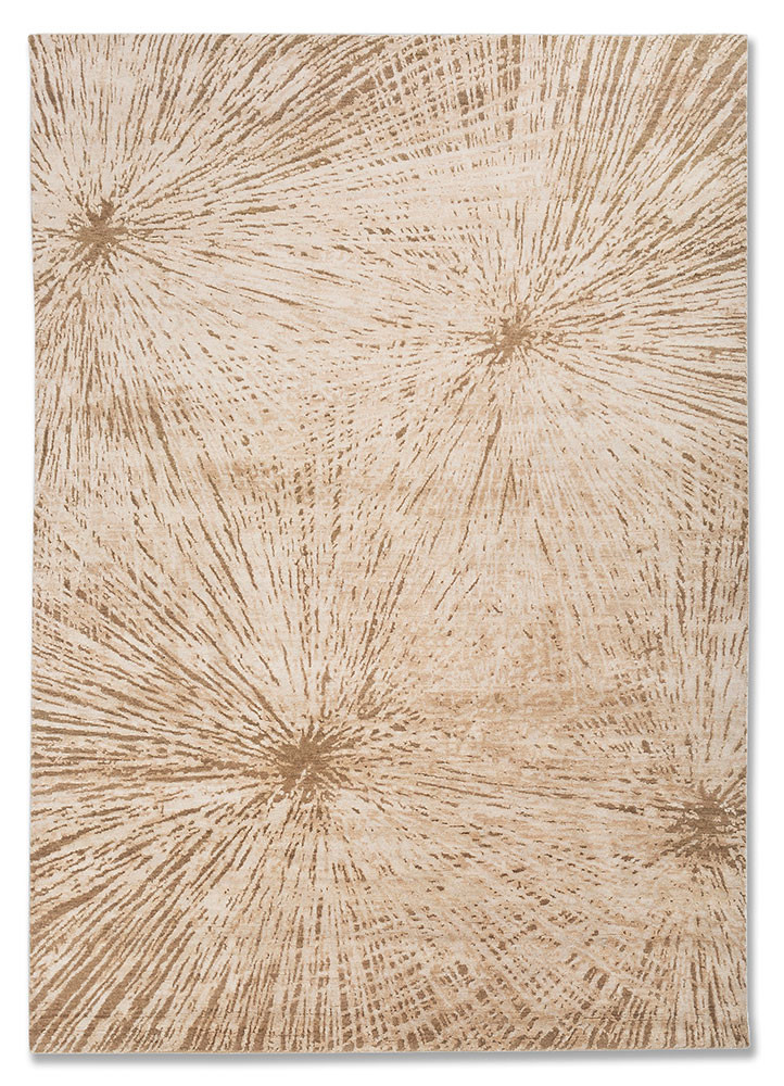 entropy beige and brown afghan wool and silk hand knotted Rug - HeadShot