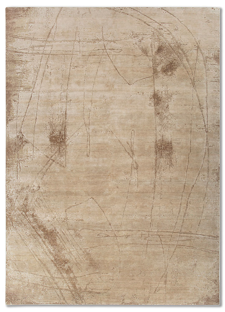 entropy beige and brown wool and silk hand knotted Rug - HeadShot entropy beige and brown wool and silk hand knotted Rug - HeadShot