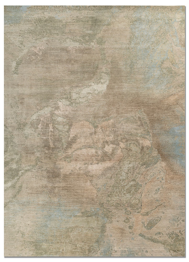 entropy green wool and silk hand knotted Rug - HeadShot entropy green wool and silk hand knotted Rug - HeadShot