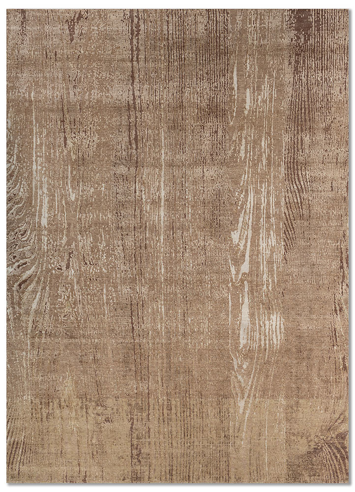  ivory wool and silk hand knotted Rug