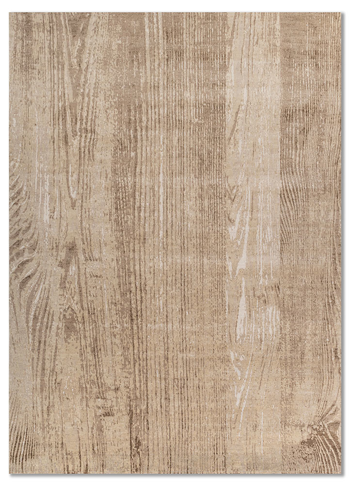 entropy ivory wool and silk hand knotted Rug - HeadShot