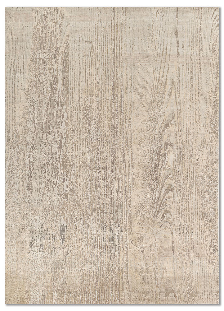 entropy beige and brown wool and silk hand knotted Rug - HeadShot