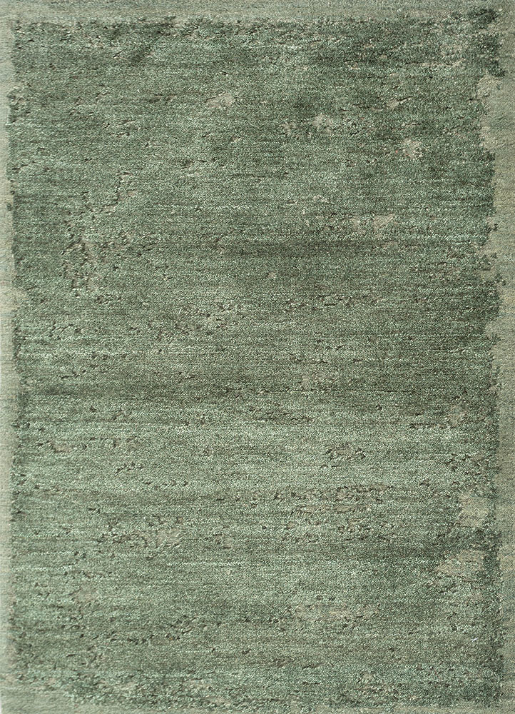  green wool hand knotted Rug