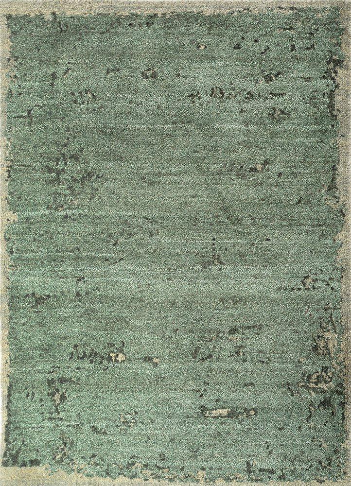  green wool hand knotted Rug